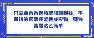 谁做过这么简单的项目?只需要看看视频就能赚到钱,不差钱的富豪还能换成实物,赚钱就是这么简单!【揭秘】-泰戈创艺资源库