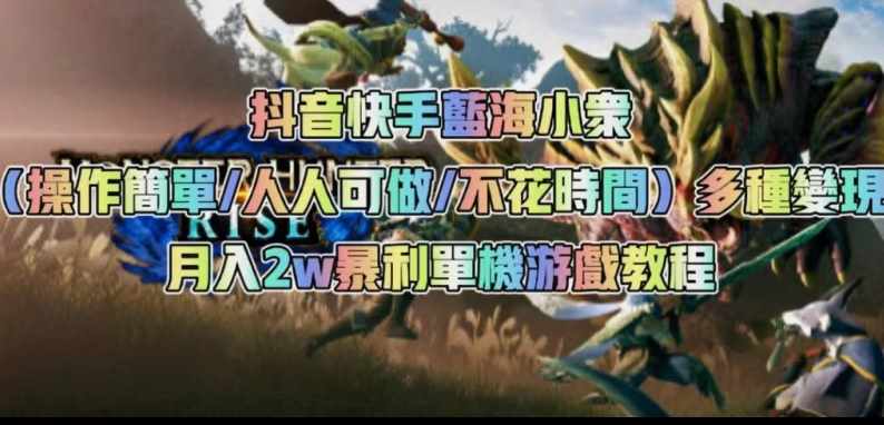 抖音快手蓝海小众（操作简单人人可做不花时间）多种变现月入2w＋暴利单机游戏教程-泰戈创艺资源库