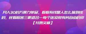 ​月入30‮的万‬暴力单品，​‮看看‬有钱‮是人‬怎么搞到钱的，比看除‮害三‬更适合‮一每‬个还没‮财有‬务自由的你【付费文章】-泰戈创艺资源库