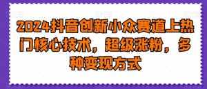 2024抖音创新小众赛道上热门核心技术，超级涨粉，多种变现方式【揭秘】-泰戈创艺资源库