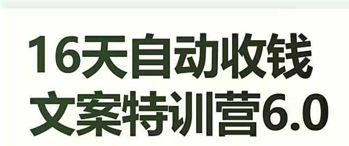 16天自动收钱文案特训营6.0，学会儿每天自动咔咔收钱-泰戈创艺资源库