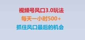 视频号风口3.0玩法单日收益1000+,保姆级教学,收益太猛,抓住风口最后的机会【揭秘】-泰戈创艺资源库