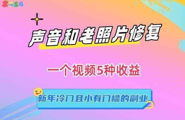 声音和老照片修复，一个视频5种收益，新年冷门且小有门槛的副业【揭秘】-泰戈创艺资源库