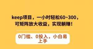 Keep蓝海项目,一小时轻松60~300+,可矩阵放大收益,可实现躺赚【揭秘】-泰戈创艺资源库