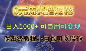0元免费撸烟花日入1000+可自用可变现保姆级教程小白也可以操作【仅揭秘】-泰戈创艺资源库