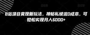 B站项目变现新玩法，神贴私域流0成本，可轻松实现月入6000+【揭秘】-泰戈创艺资源库