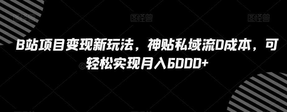 B站项目变现新玩法，神贴私域流0成本，可轻松实现月入6000+【揭秘】-泰戈创艺资源库