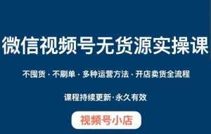 微信视频号小店无货源实操课程,不囤货·不刷单·多种运营方法·开店卖货全流程-泰戈创艺资源库