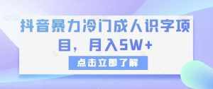 抖音暴力冷门成人识字项目，月入5W+【揭秘】-泰戈创艺资源库