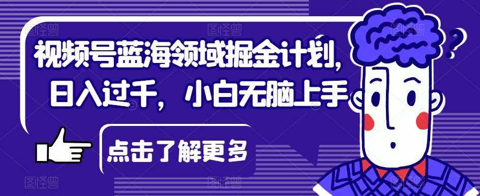 视频号蓝海领域掘金计划，日入过千，小白无脑上手【揭秘】-泰戈创艺资源库