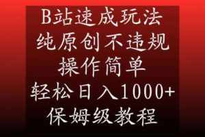 B站速成玩法,纯原创不违规,操作简单,轻松日入1000+,保姆级教程【揭秘】-泰戈创艺资源库