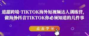 道甜跨境·TIKTOK海外短视频达人训练营，做海外抖音TIKTOK你必须知道的几件事-泰戈创艺资源库