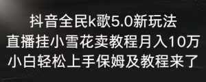 抖音全民k歌5.0新玩法，直播挂小雪花卖教程月入10万，小白轻松上手，保姆及教程来了【揭秘】-泰戈创艺资源库