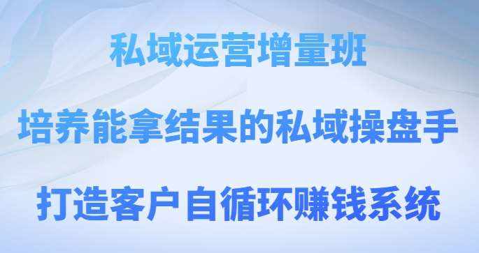 私域运营增量班，培养能拿结果的私域操盘手，打造客户自循环赚钱系统-泰戈创艺资源库