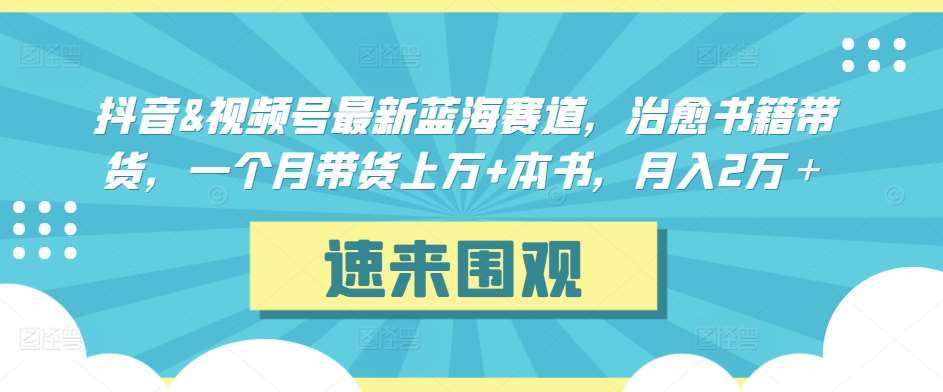 抖音&视频号最新蓝海赛道，治愈书籍带货，一个月带货上万+本书，月入2万＋【揭秘】-泰戈创艺资源库