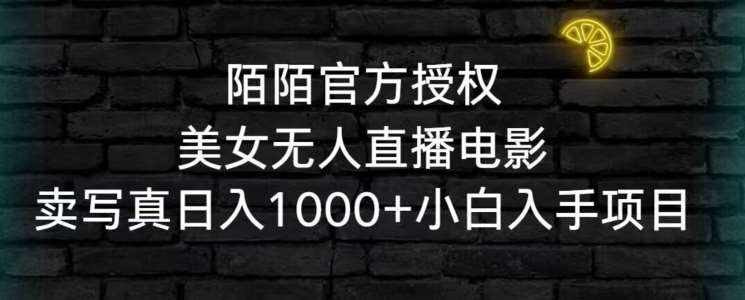 陌陌官方授权美女无人直播电影,卖写真日入1000+小白入手项目【揭秘】-泰戈创艺资源库