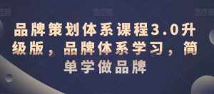 品牌策划体系课程3.0升级版,品牌体系学习,简单学做品牌-泰戈创艺资源库