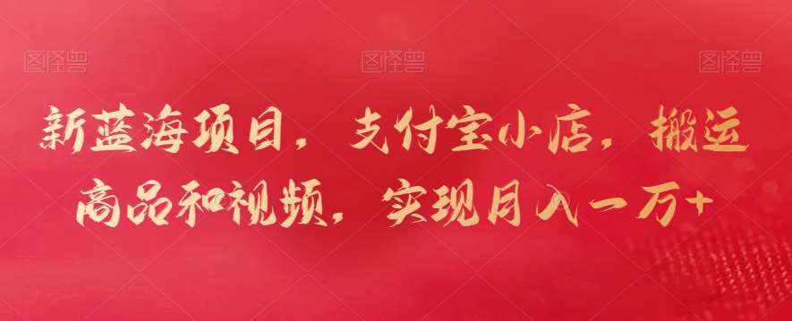 新蓝海项目，支付宝小店，搬运商品和视频，实现月入一万+【揭秘】-泰戈创艺资源库