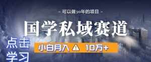 暴力国学私域赛道，小白月入10万+，引流+转化完整流程【揭秘】-泰戈创艺资源库