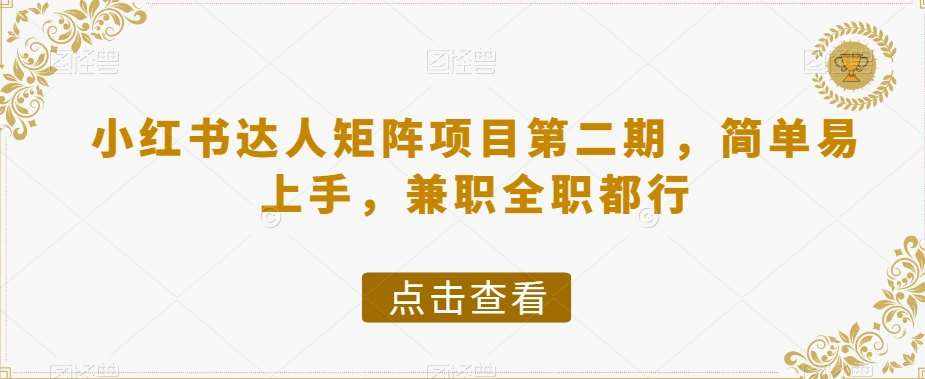 小红书达人矩阵项目第二期，简单易上手，兼职全职都行-泰戈创艺资源库