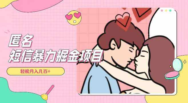 全网首发，揭秘超冷门匿名短信项目，通过信息差日入几百+【揭秘】-泰戈创艺资源库