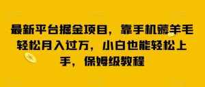 最新平台掘金项目，靠手机薅羊毛轻松月入过万，小白也能轻松上手，保姆级教程【揭秘】-泰戈创艺资源库