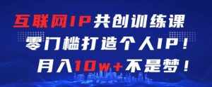 互联网IP共创训练课，零门槛零基础打造个人IP，月入10w+不是梦【揭秘】-泰戈创艺资源库