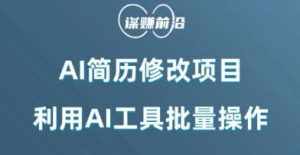 AI简历修改项目,利用AI工具批量化操作,小白轻松日200+-泰戈创艺资源库