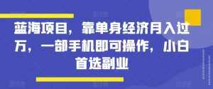 蓝海项目,靠单身经济月入过万,一部手机即可操作,小白首选副业【揭秘】-泰戈创艺资源库