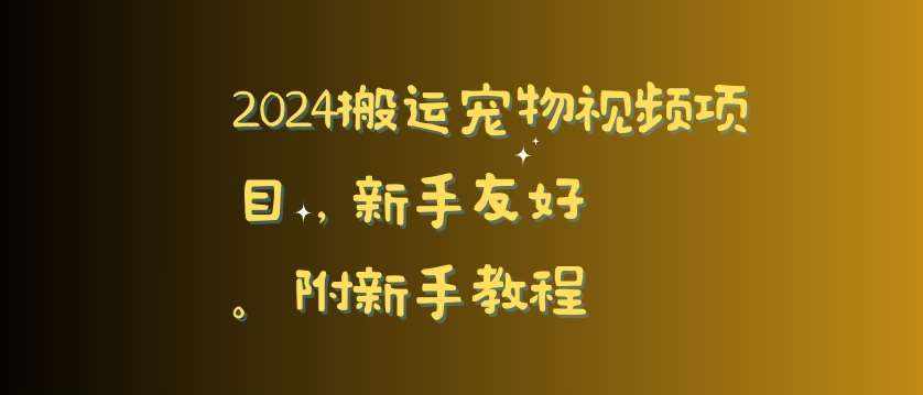 2024搬运宠物视频项目，新手友好，完美去重，附新手教程【揭秘】-泰戈创艺资源库