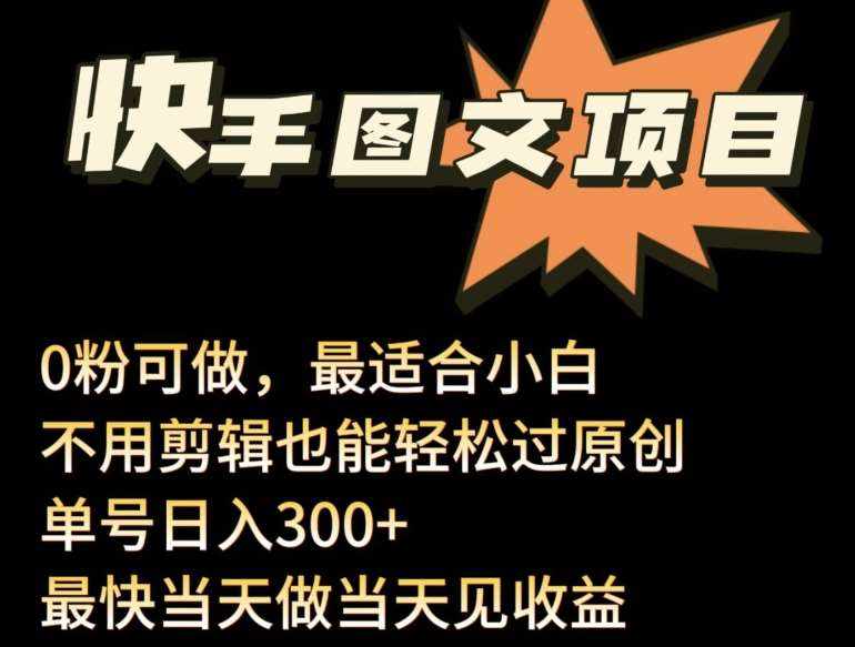 24年最新快手图文带货项目，零粉可做，不用剪辑轻松过原创单号轻松日入300+【揭秘】-泰戈创艺资源库