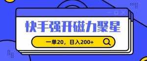 信息差赚钱项目，快手强开磁力聚星，一单20，日入200+【揭秘】-泰戈创艺资源库