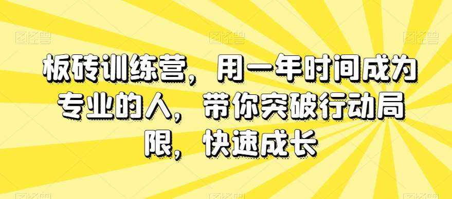 板砖训练营，用一年时间成为专业的人，带你突破行动局限，快速成长-泰戈创艺资源库