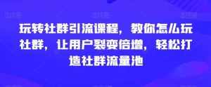 玩转社群引流课程，教你怎么玩社群，让用户裂变倍增，轻松打造社群流量池-泰戈创艺资源库