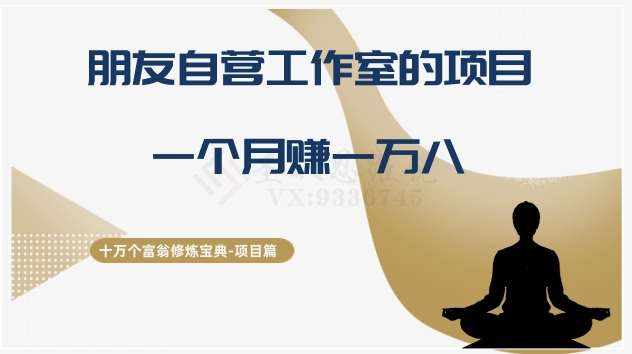 十万个富翁修炼宝典之16.朋友自营工作室的项目，一个月赚一万八-泰戈创艺资源库