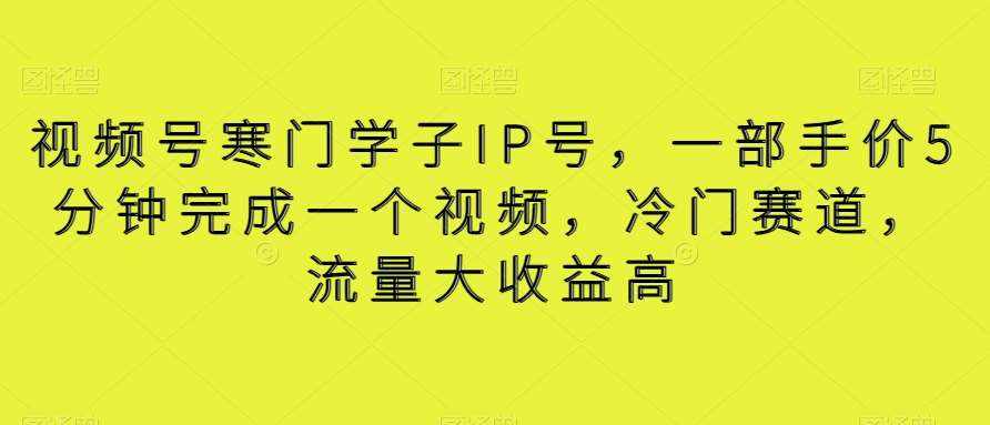 视频号寒门学子IP号，一部手价5分钟完成一个视频，冷门赛道，流量大收益高【揭秘】-泰戈创艺资源库