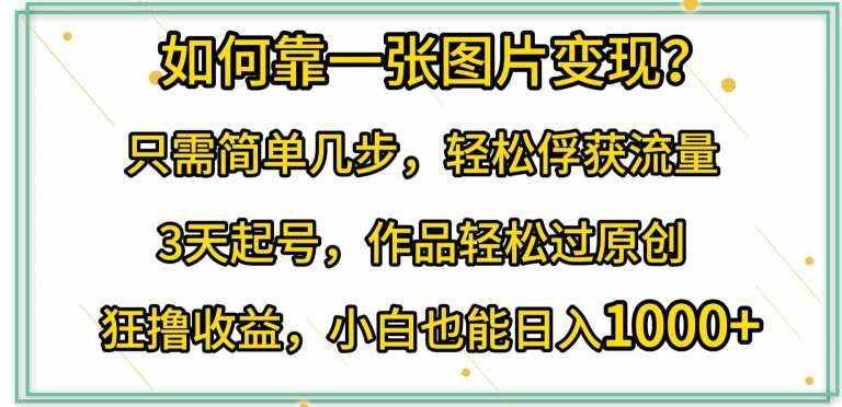 如何靠一张图片变现?只需简单几步，轻松俘获流量，3天起号，作品轻松过原创【揭秘】-泰戈创艺资源库