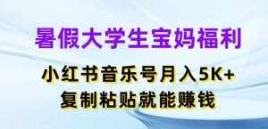 暑假大学生宝妈福利，小红书音乐号月入5000+，复制粘贴就能赚钱【揭秘】-泰戈创艺资源库