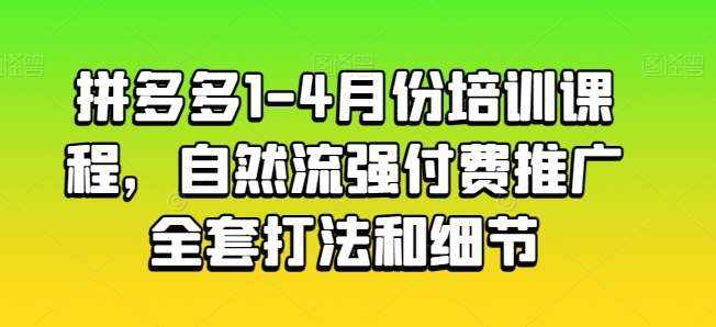 拼多多1-4月份培训课程，自然流强付费推广全套打法和细节-泰戈创艺资源库