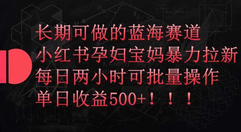 长期可做的蓝海赛道,小红书孕妇宝妈暴力拉新玩法,每日两小时可批量操作,单日收益500+【揭秘】-泰戈创艺资源库