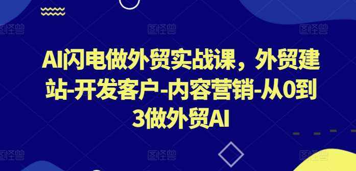 AI闪电做外贸实战课，​外贸建站-开发客户-内容营销-从0到3做外贸AI-泰戈创艺资源库