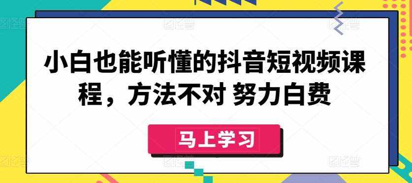 小白也能听懂的抖音短视频课程，方法不对 努力白费-泰戈创艺资源库