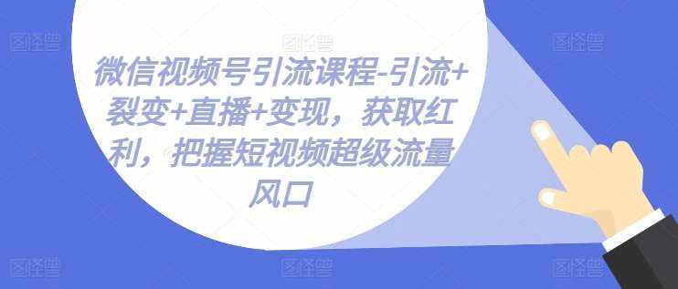 微信视频号引流课程-引流+裂变+直播+变现，获取红利，把握短视频超级流量风口-泰戈创艺资源库