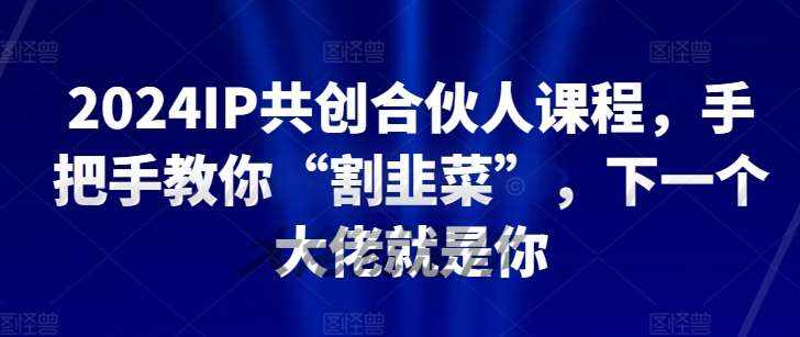 2024IP共创合伙人课程，手把手教你“割韭菜”，下一个大佬就是你-泰戈创艺资源库