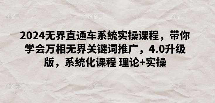 2024无界直通车系统实操课程，带你学会万相无界关键词推广，4.0升级版，系统化课程 理论+实操-泰戈创艺资源库