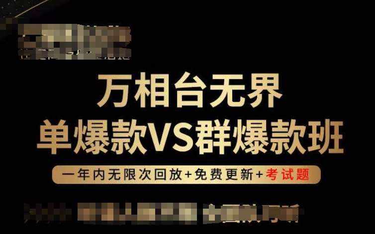 万相台无界单爆款VS群爆款班,选择大于努力,让团队事半功倍!-泰戈创艺资源库