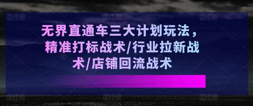 无界直通车三大计划玩法，精准打标战术/行业拉新战术/店铺回流战术-泰戈创艺资源库