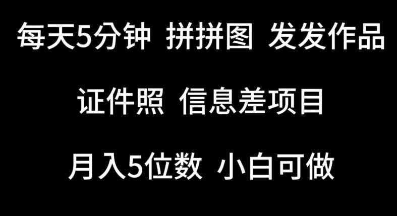 每天5分钟,拼拼图发发作品,证件照信息差项目,小白可做【揭秘】-泰戈创艺资源库