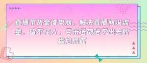 直播带货全域电商,解决直播间没流量,留不住人,亏米送都送不出去的尴尬局面-泰戈创艺资源库