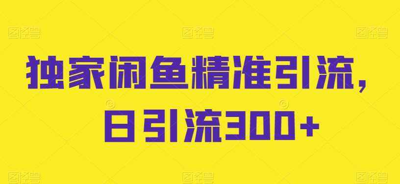 独家闲鱼精准引流，日引流300+【揭秘】-泰戈创艺资源库